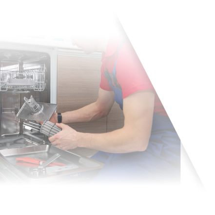 Diamond Appliance technician repairing dishwasher